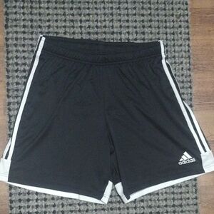 Adidas Men's Black Athletic Shorts with White Stripes